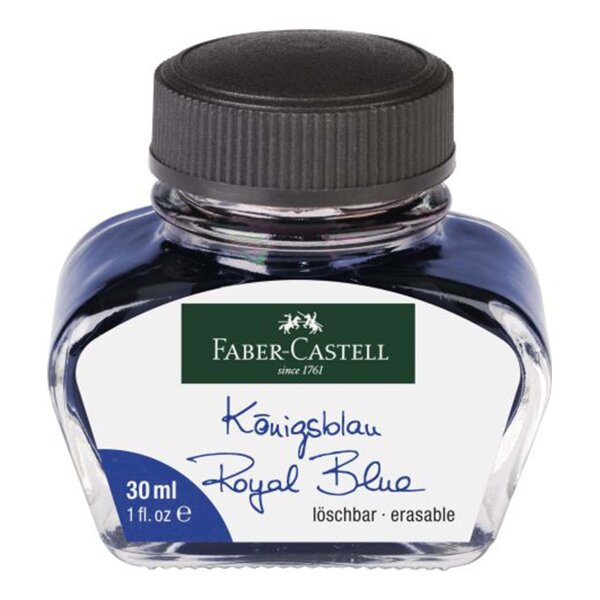 FABER-CASTELL Tinte im Glas Königsblau - Tintenfass - löschbar