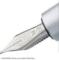 FABER-CASTELL Füllhalter e-motion pure Silver, Federbreite F, inkl. Geschenkverpackung und Konverter