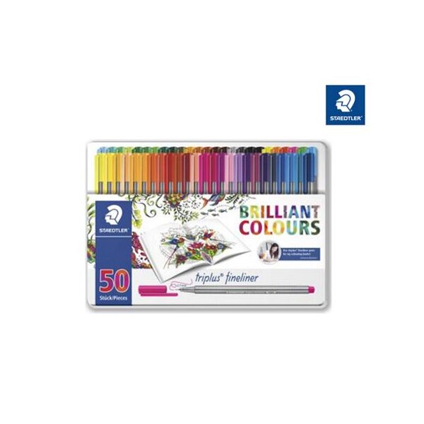 STAEDTLER triplus Fineliner – 50er Box mit brillanten Farben Johnna Basford