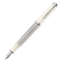 PELIKAN Füllhalter Souverän M405 - silber-weiss - 14kt.-Goldfeder im M (mittel) -  im Geschenk-Etui
