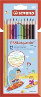 Aquarell-Buntstift - STABILO aquacolor - 12er Pack - mit 12 verschiedenen Farben