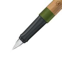 Klimaneutraler Füller - STABILO Grow in moosgrün/Eiche - Einzelstift - inkl. Patrone - blau (löschbar)