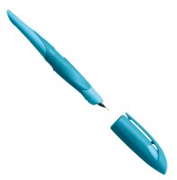 Ergonomischer Schulfüller für Linkshänder mit Standard-Feder M - STABILO EASYbirdy 3D Wildlife in blau - inkl. Patrone - blau (löschbar)