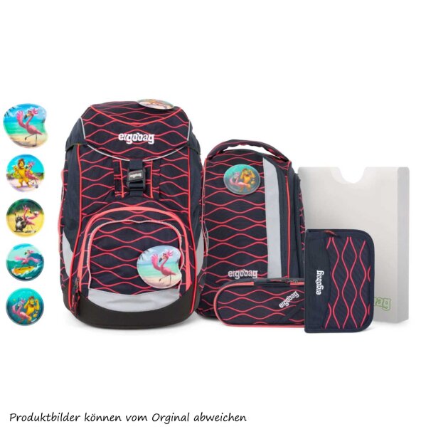 ergobag pack WellenreitBär Lumi Edition -Schulrucksack-Set ergonomischer Schulrucksack Flexibel 6-teilig 1. Klasse Grundschule