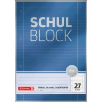BRUNNEN Schulblock A4 Premium - Lin 27 -  liniert mit Rand - Papier 90 g/qm