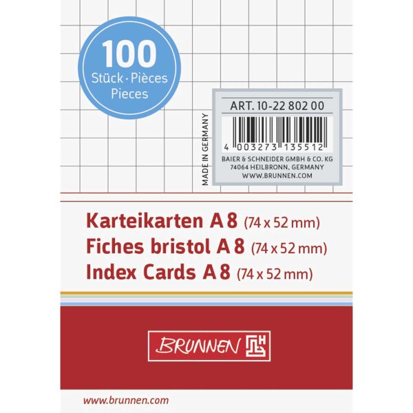 BRUNNEN Karteikarte A8 kariert