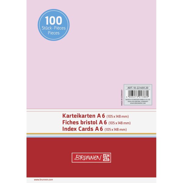 BRUNNEN Karteikarte A6 unliniert rot 10-2260020
