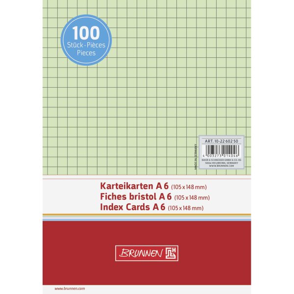 BRUNNEN Karteikarte A6 kariert