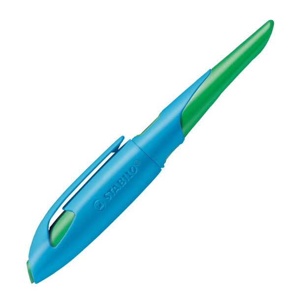 Ergonomischer Schulfüller - STABILO EASYbirdy in himmelblau/grasgrün - Einzelstift - inklusive Patrone - Schreibfarbe blau (löschbar)