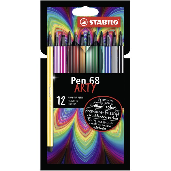 Premium-Filzstift - STABILO Pen 68 - ARTY - Kartonetui mit verschiedenen Farben