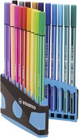 Premium-Filzstift - STABILO Pen 68 ColorParade - 20er Tischset in anthrazit/hellblau - mit 20 verschiedenen Farben