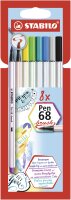 Premium-Filzstift mit Pinselspitze für variable Strichstärken - STABILO Pen 68 brush - Pack im Kartonetui - mit verschiedenen Farben