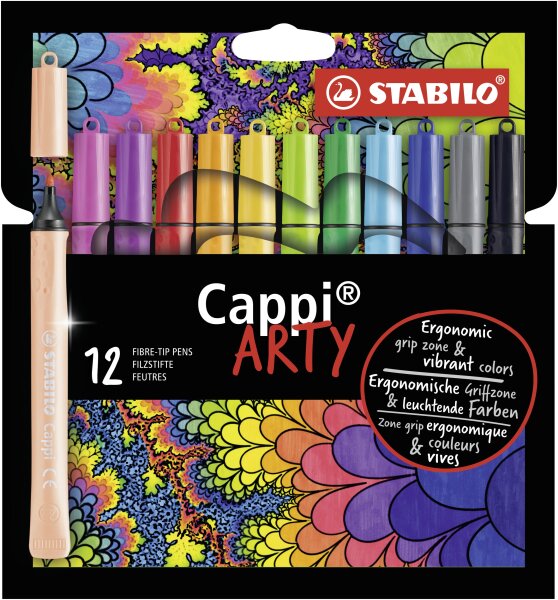 Filzstift mit Kappenring - STABILO Cappi - ARTY - Pack - mit verschiedenen Farben