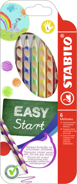 Ergonomischer Buntstift für Linkshänder - STABILO EASYcolors - 6er Pack - mit 6 verschiedenen Farben