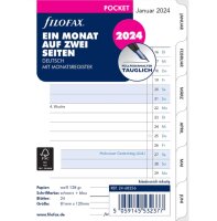 FILOFAX Kalendereinlage 2024 Pocket 1 Monat / 2 Seiten tabbed (D) 24-68256