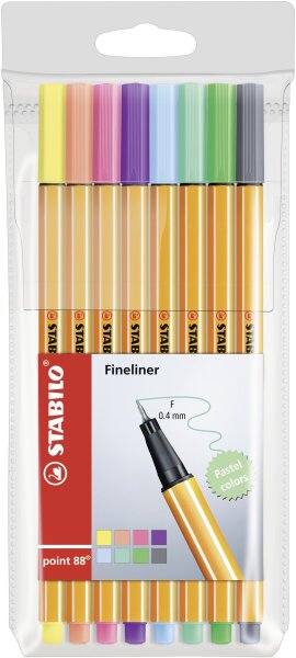 Fineliner - STABILO point 88 - 8er Pack - Pastellfarben