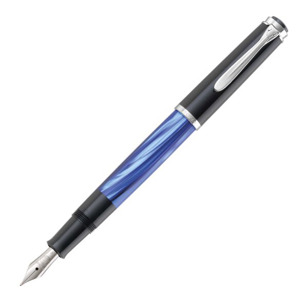 PELIKAN Füllhalter Classic M205 - blau-marmoriert - Feder B - im Geschenketui