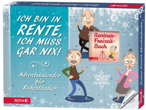 ROTH Rentner Freizeit-Adventskalender gefüllt mit Buch und 24 kleinen Aufmerksamkeiten für die Vorweihnachtszeit - 80677