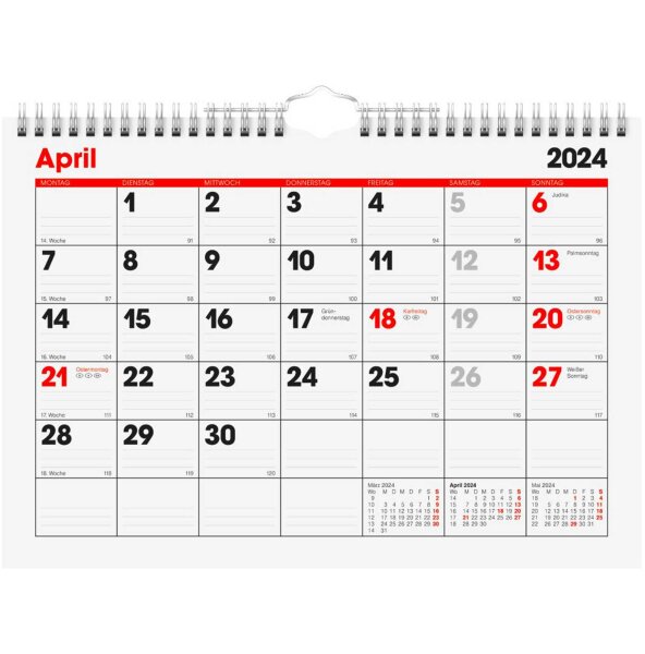 BRUNNEN Monatswandkalender 2024 A4 quer 10-7014600