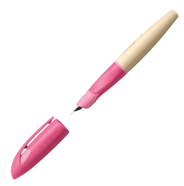 Schulfüller ergonomisch für Rechtshänder mit Anfänger-Feder A - STABILO EASYbirdy Timber in pink- inkl. Patrone