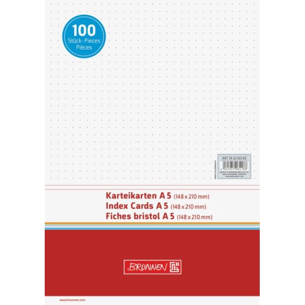 BRUNNEN Karteikarte A5 dotted - weiß - 100 Stück