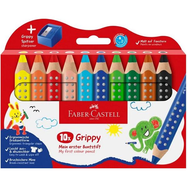FABER-CASTELL Buntstift Grippy 10er Set mit Spitzer