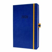 SIGEL Kalender 2026 A5 - 1 Woche = 2 Seiten - Wochenkalender blau/gelb Linescape