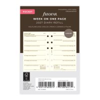 FILOFAX Kalendereinlage 2027 - POCKET - 1 Woche = 1...