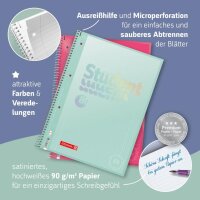 BRUNNEN Kollegeblock A4 Student - Lin 27 - liniert - Premium 90g Papier 80 Blatt Colour Code onyx