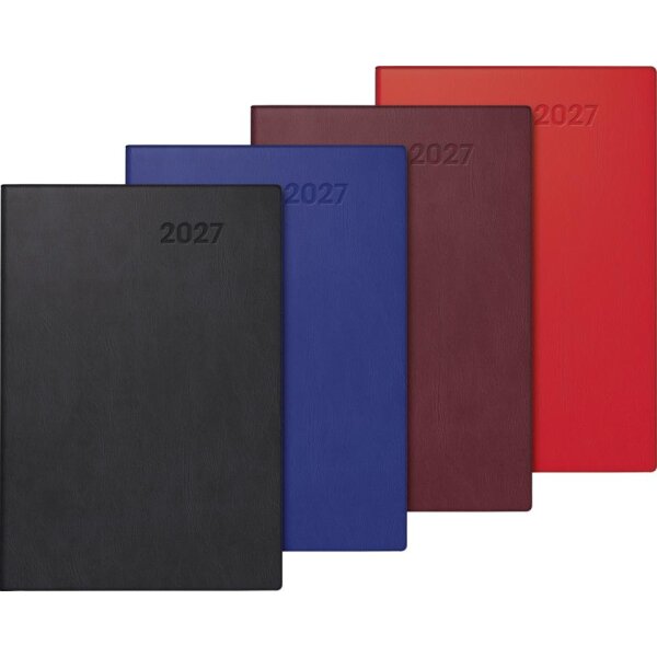 BRUNNEN Taschenkalender 2027 - Modell 716  - A7 - 1 Woche auf 2 Seiten - Kunststoff farbig sortiert - 1 Stück