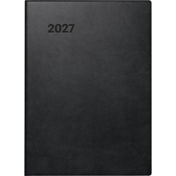 BRUNNEN Taschenkalender 2027 - Modell 736 - A6 - 1 Tag auf 1 Seite - Kunststoff schwarz
