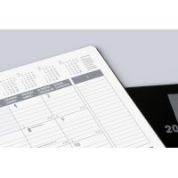 BRUNNEN Buchkalender 2027 Modell 739 - 170x240mm - 1 Monat auf 2 Seiten - Kunststoff schwarz - Premium „SlimLine“