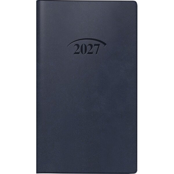 BRUNNEN Taschenkalender 2027 - Modell 751 - A6 - 1 Monat auf 2 Seiten - Kunststoff dunkelblau