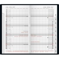 BRUNNEN Taschenkalender 2027 - Modell 751 - A6 - 1 Monat auf 2 Seiten - Kunststoff dunkelblau