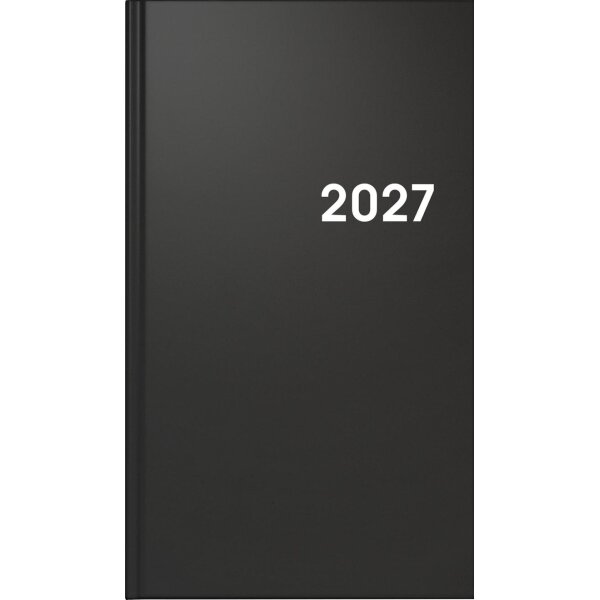 BRUNNEN Taschenkalender 2027 - Modell 756 - A6 - 1 Woche auf 2 Seiten - Kunststoff schwarz