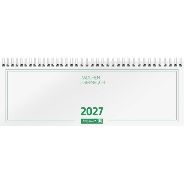 BRUNNEN Querterminbuch 2027 - Modell 772 -  297×105mm - 1 Woche auf 2 Seiten - Karton weiß