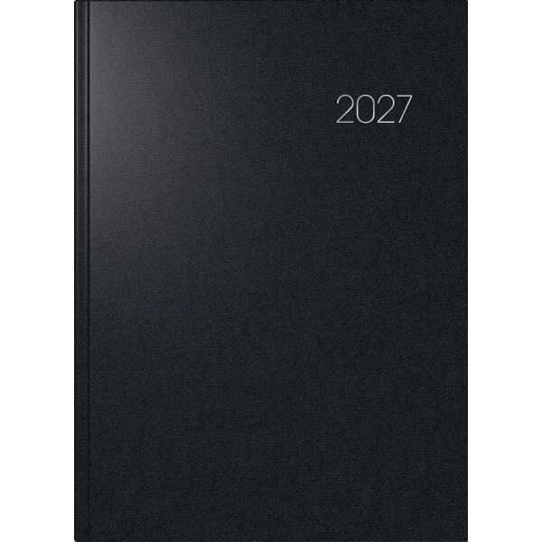 BRUNNEN Buchkalender 2027 - Modell 787 - A4 - 1 Tag auf 1 Seite - Kunststoff schwarz