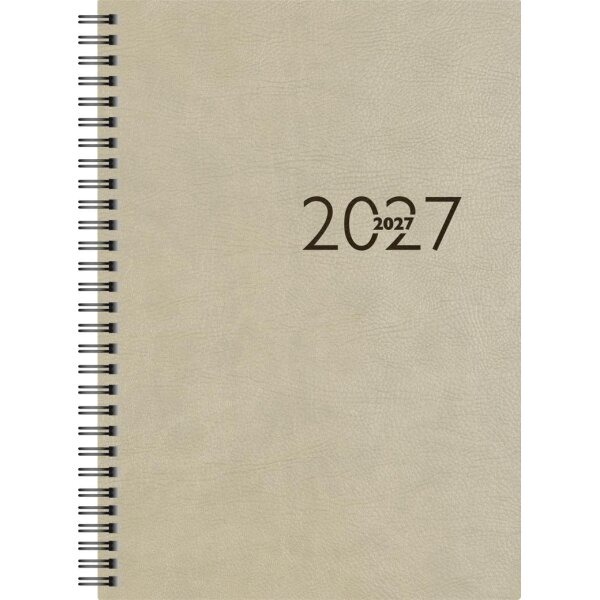 rido Buchkalender 2027 - Modell studioplan int. - 168×240mm - 1 Woche auf 2 Seiten - Kunstleder grau