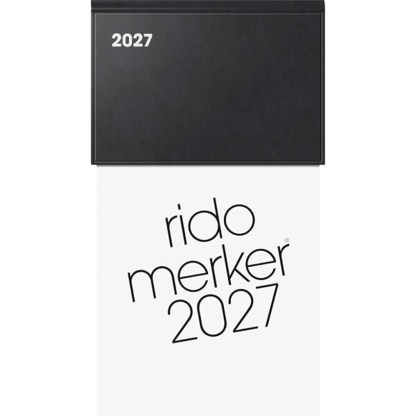 rido Vormerkbuch 2027 - Modell Merker 2027 - 108×201mm - 1 Tag auf 1 Seite - Kunststoff schwarz