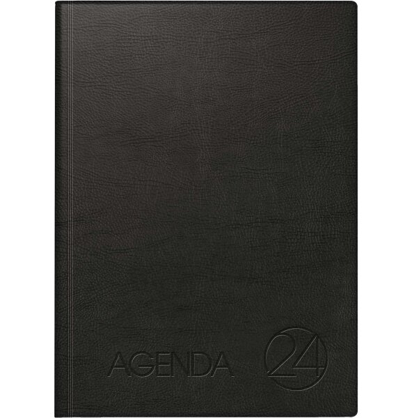BRUNNEN Buchkalender Modell 788 „Agenda 24“, 1 Seite = 1 Tag, A4, 384 Seiten, Kunststoff, schwarz 1078811