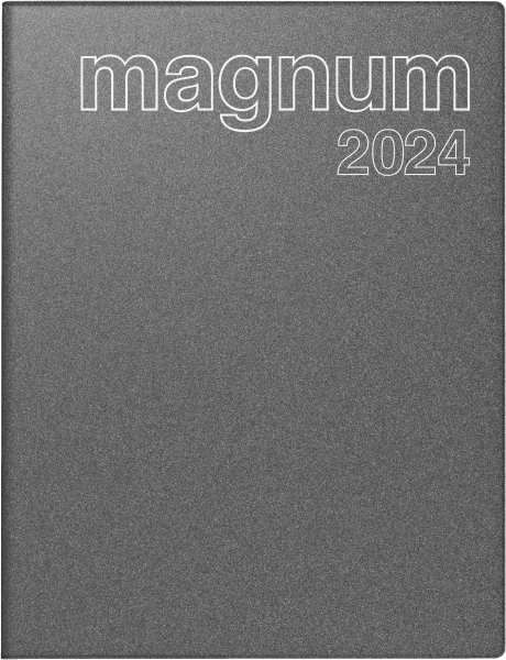 RIDO Wochenkalender 2024 Modell magnum, 2 Seiten = 1 Woche, 183 × 240 mm, 144 Seiten, Kunststoff-Einband Reflection, grau 70-27083804