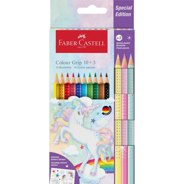 FABER-CASTELL Buntstift Colour Grip Einhorn 10+3