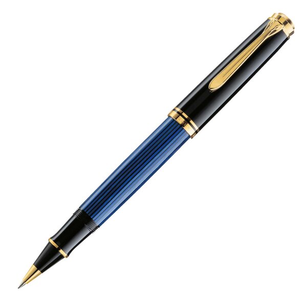 PELIKAN Tintenroller Souverän R400 schwarz-blau, - hochwertiger Rollerball im Geschenk-Etui