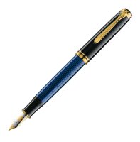 PELIKAN Füllhalter Souverän M800 schwarz-blau, B-Goldfeder,hochwertiger Kolbenfüllhalter im Geschenk-Etui, 995969