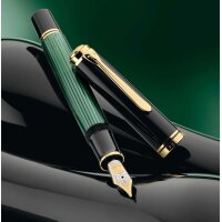 PELIKAN Füllhalter Souverän M1000 schwarz-grün - Kolbenfüllhalter mit Goldfeder