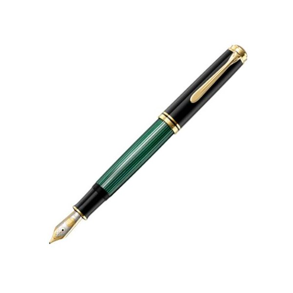 PELIKAN Füllhalter Souverän M1000 schwarz-grün F-Goldfeder,hochwertiger Kolbenfüllhalter im Geschenk-Etui, 987586
